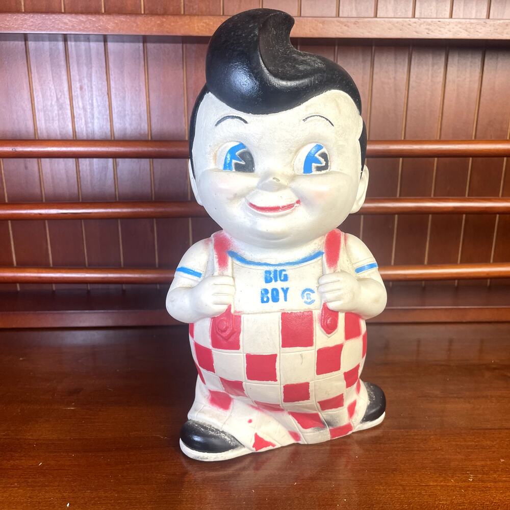 Vintage Big Boy Rubber Vinyl Coin Bank 9" Tall